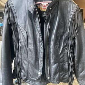 Harley-Davidson Black Leather Jacket with Fringe